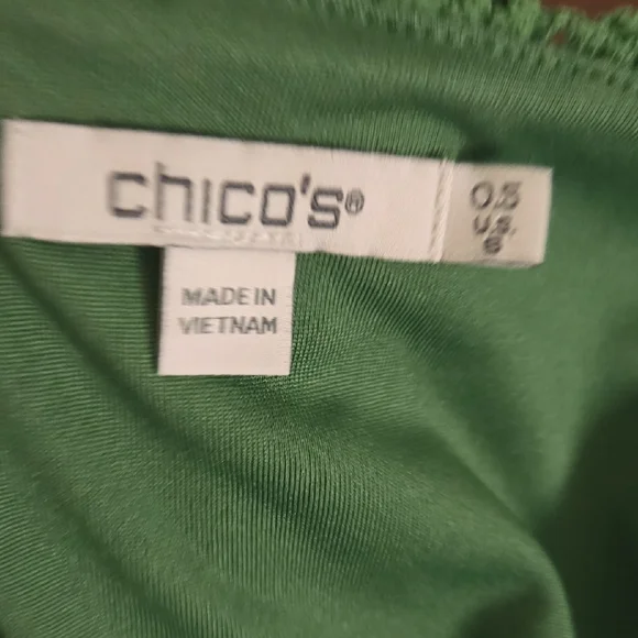 Chico’s Kelly Green Crochet-Style Lace Dress NWT Long Sleeve Midi Embroidered - Picture 9 of 10